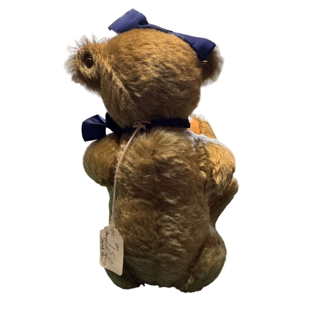 Vintage Steiff Teddy Bear With Blue Bow & Tag - Picture 3 of 5